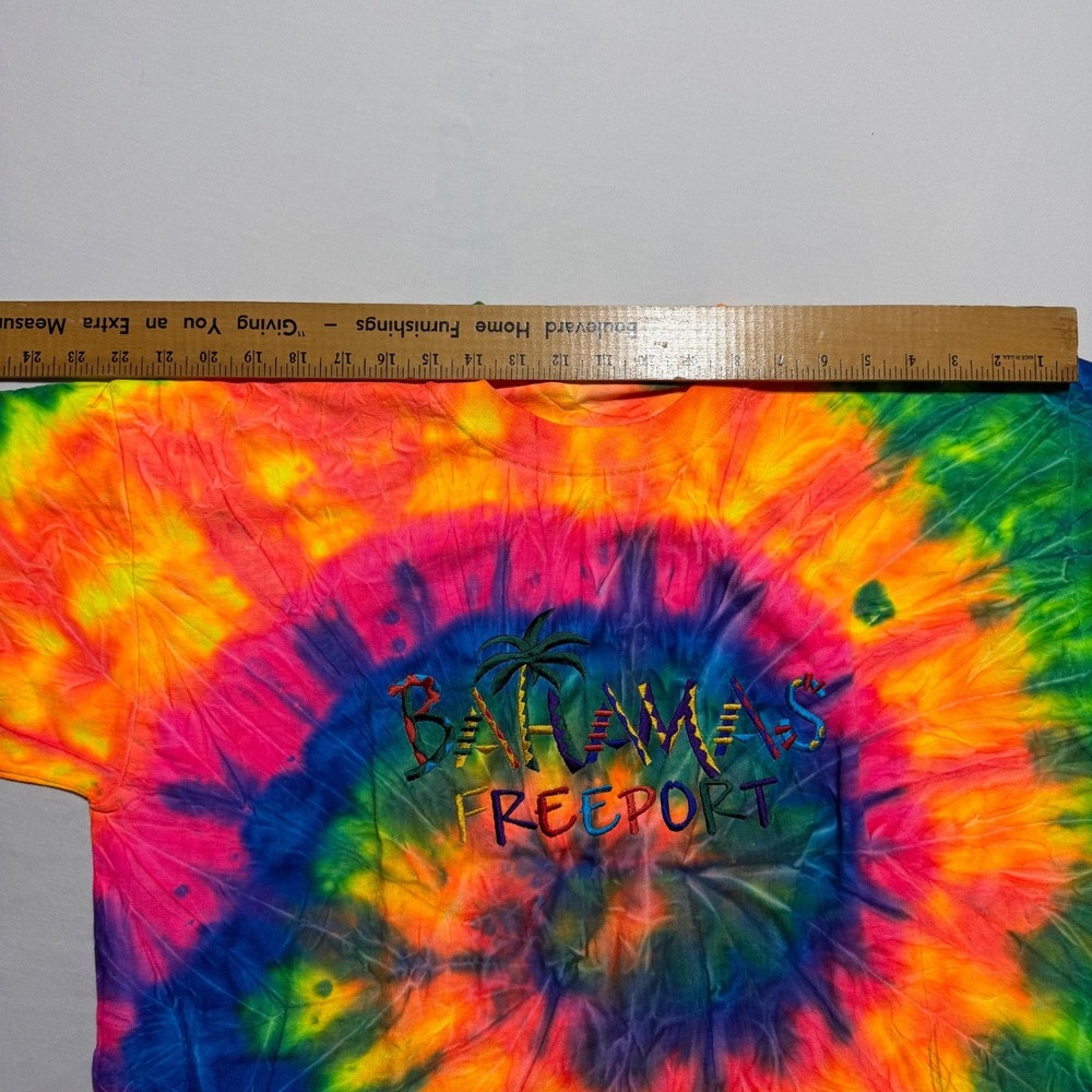 All Sport Tie Dye Bahamas Freeport Embroidered T-Shirt Mens XL Rainbow Souvenir - Picture 6 of 9